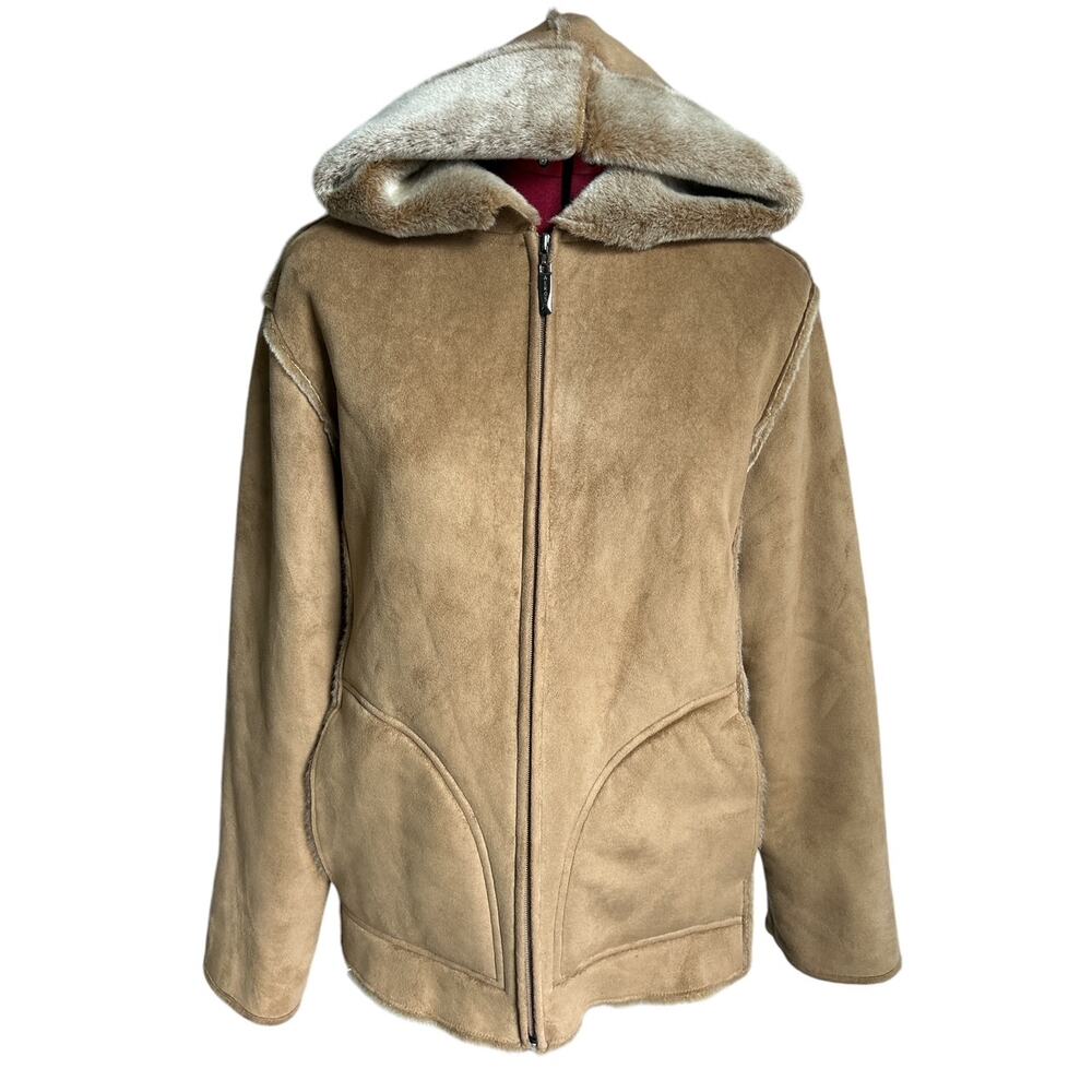 Aeros Women’s Size Medium High End Tan Vegan‎ Suede Shearling Coat